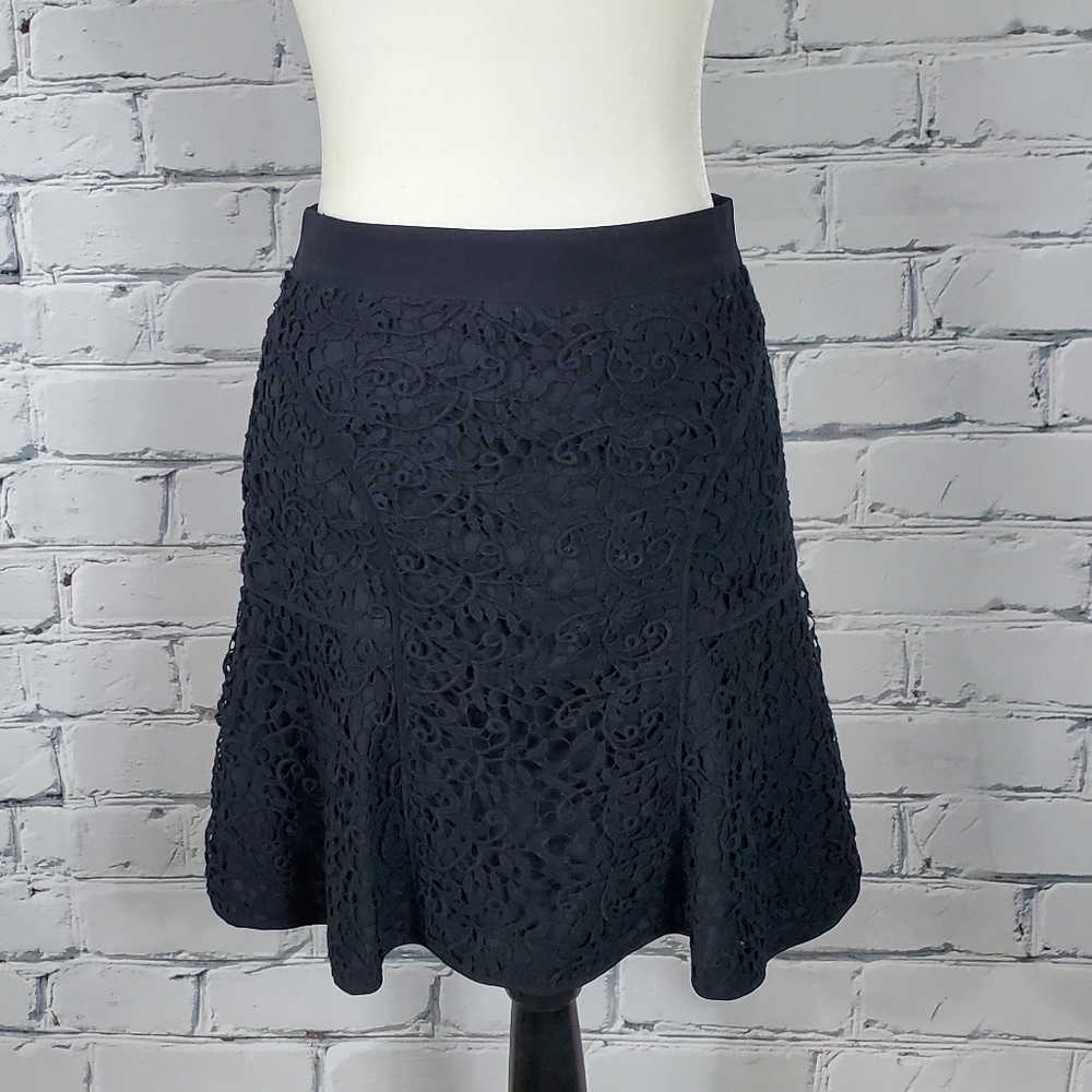 Rebecca Taylor Black Lace Mini Skirt